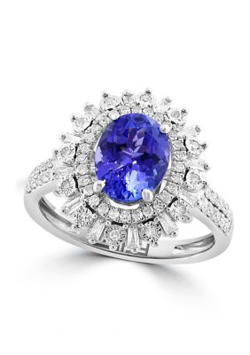Effy Miracle Set Diamond And Tanzanite Ring In 14K White Gold