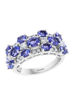 Effy 1/2 Ct. T.w. Diamond And 2.56 Ct. T.w. Tanzanite Ring In Sterling Silver, 7 -  0191120402390
