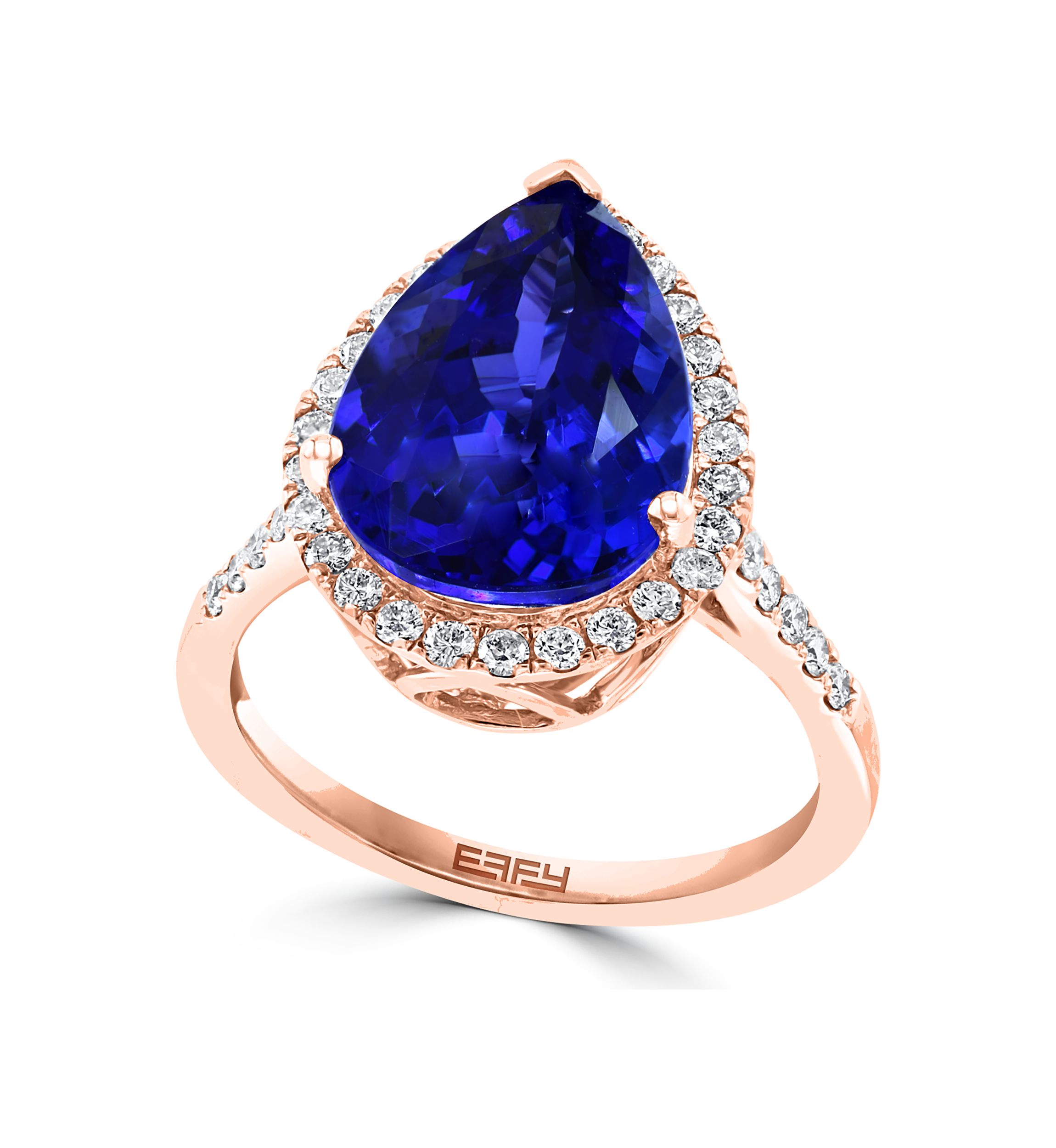 1/2 ct. t.w. Tanzanite, 5.99 ct. t.w. Diamond Pear Ring in 14K Rose Gold
