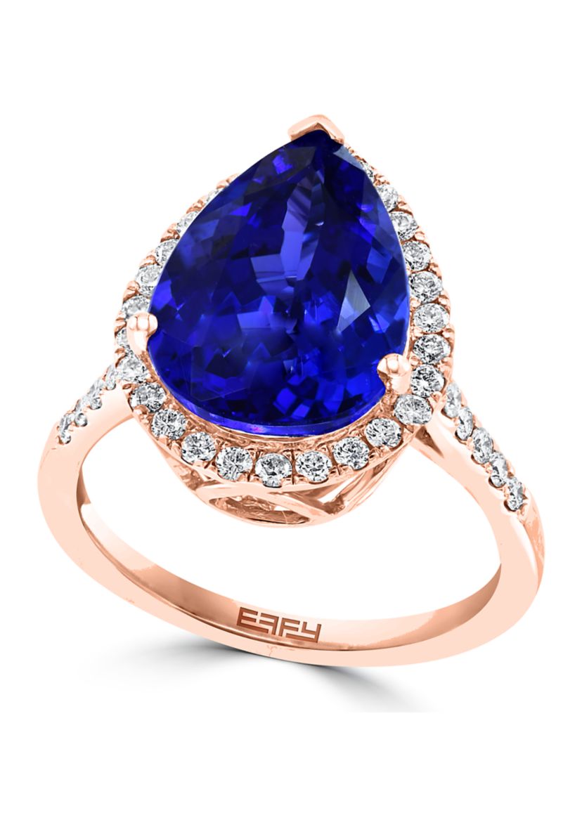 1/2 ct. t.w. Tanzanite, 5.99 ct. t.w. Diamond Pear Ring in 14K Rose Gold