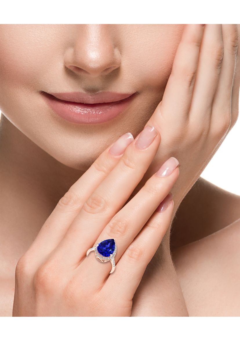 1/2 ct. t.w. Tanzanite, 5.99 ct. t.w. Diamond Pear Ring in 14K Rose Gold