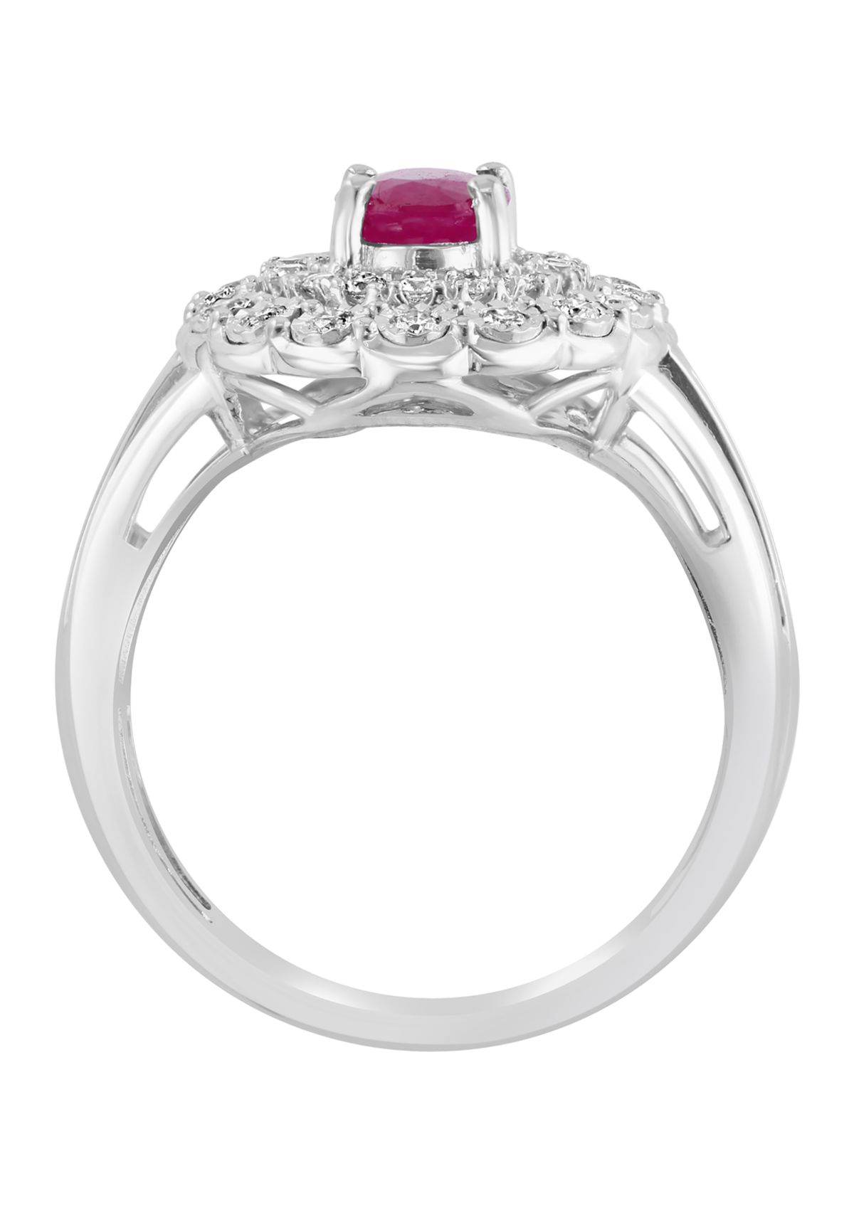 3/8 ct. t.w. Diamond and Ruby Ring in Sterling Silver