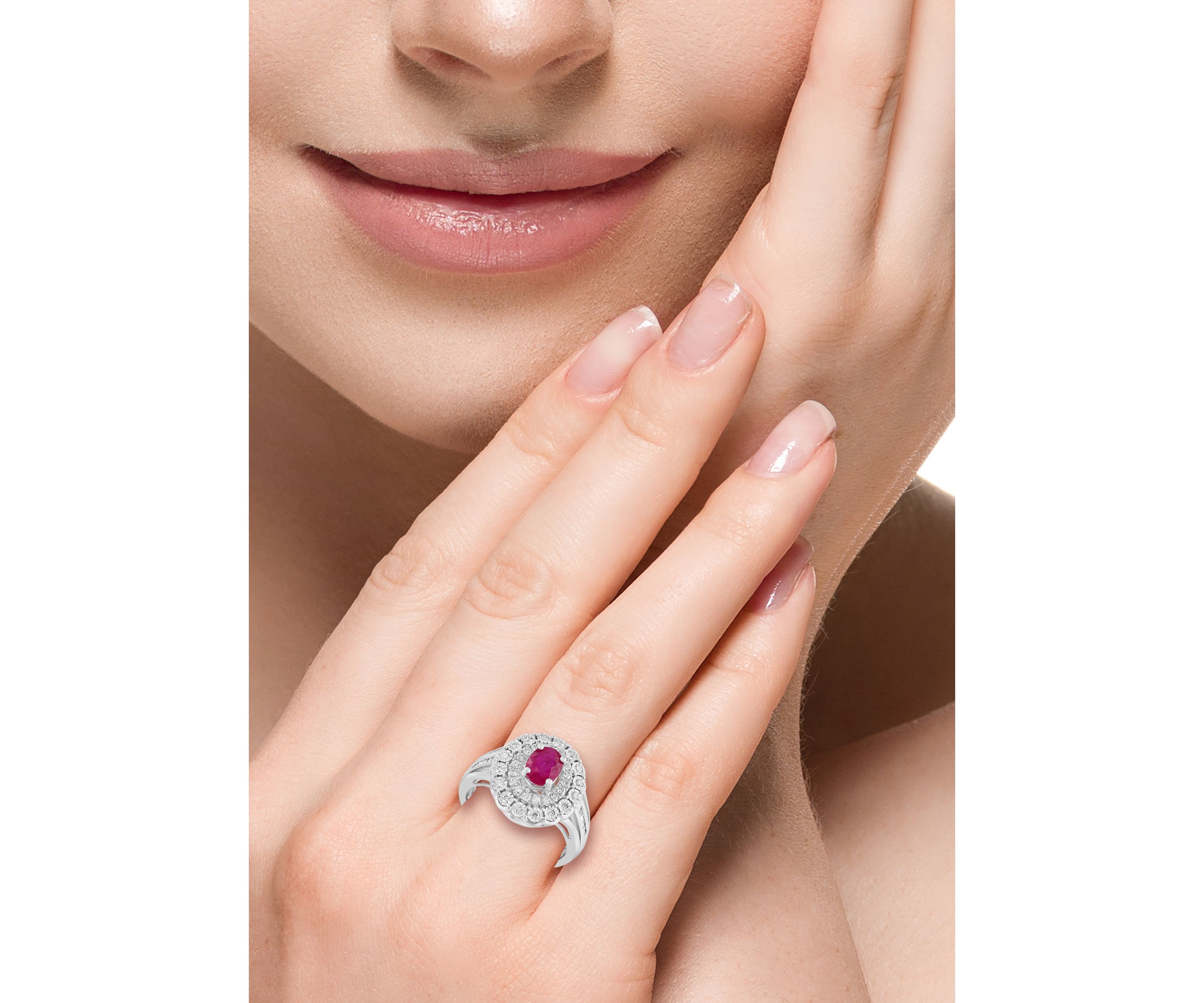 3/8 ct. t.w. Diamond and Ruby Ring in Sterling Silver