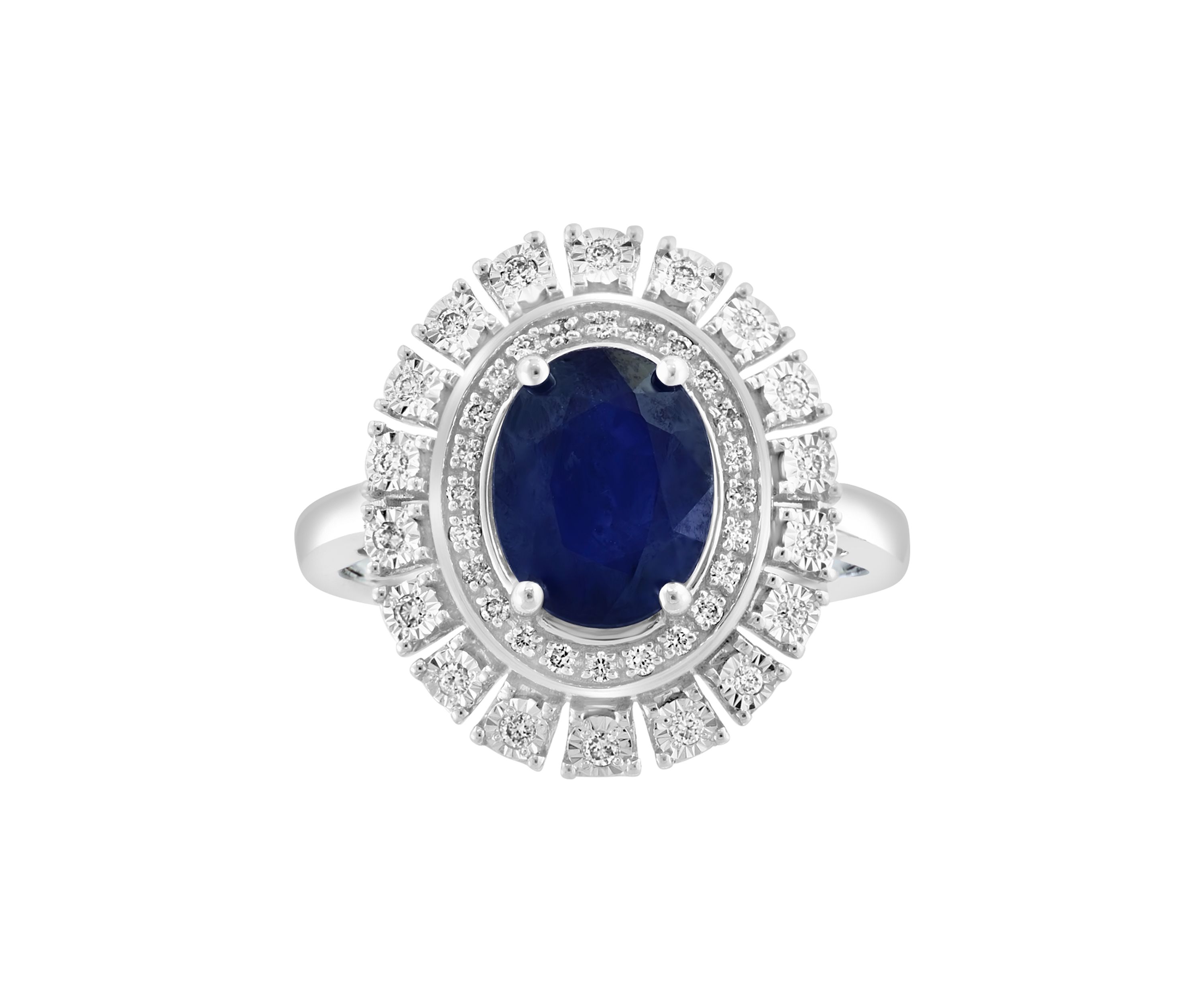 1/5 ct. t.w. Diamond and Sapphire Ring in 14K White Gold