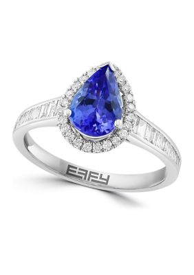 Effy 3/8 Ct. T.w. Diamond, 1.09 Ct. T.w. Tanzanite Ring In 14K White Gold, 7 -  0191120820590