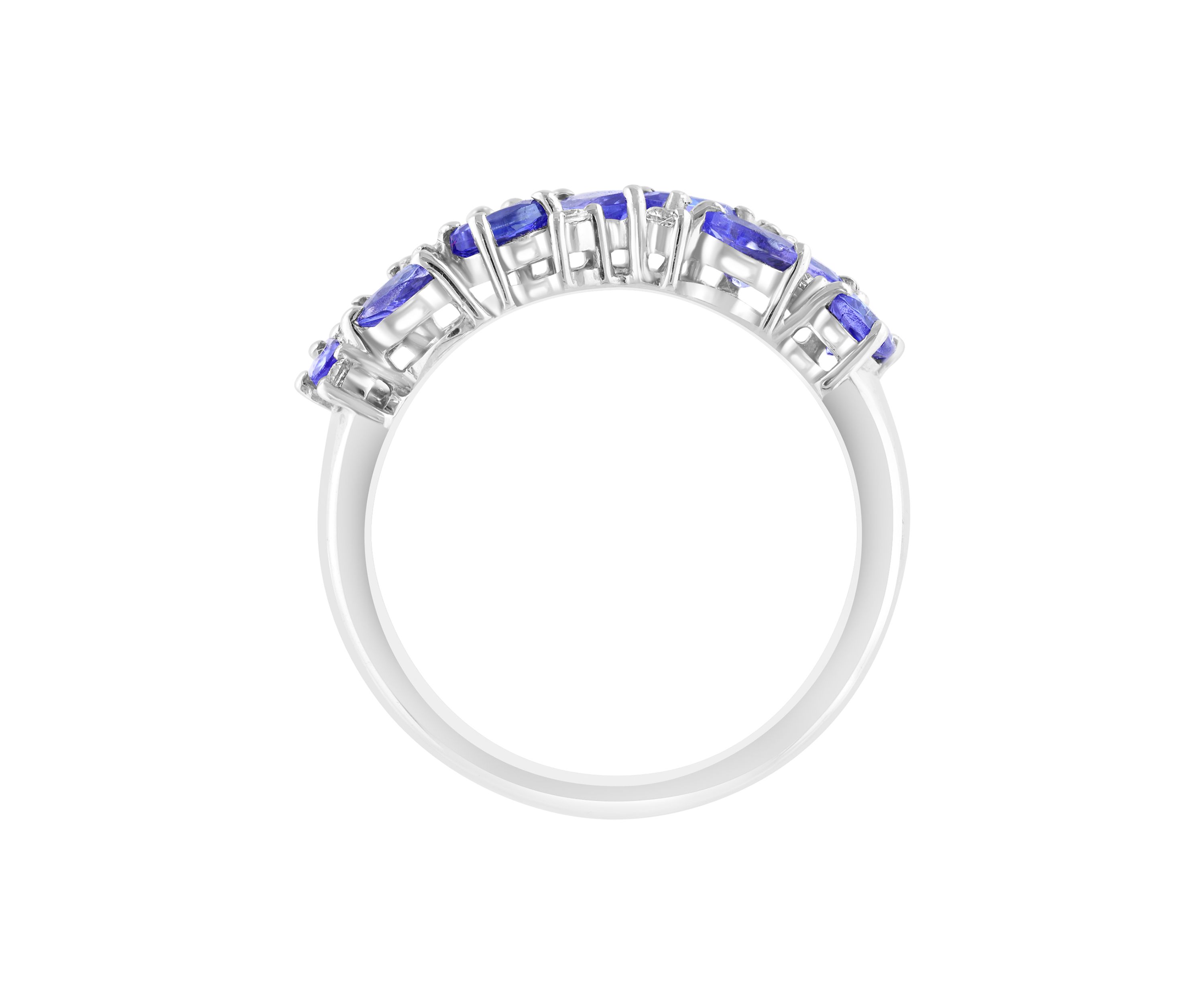 Tanzanite and White Sapphire Ring in Sterling Silver 