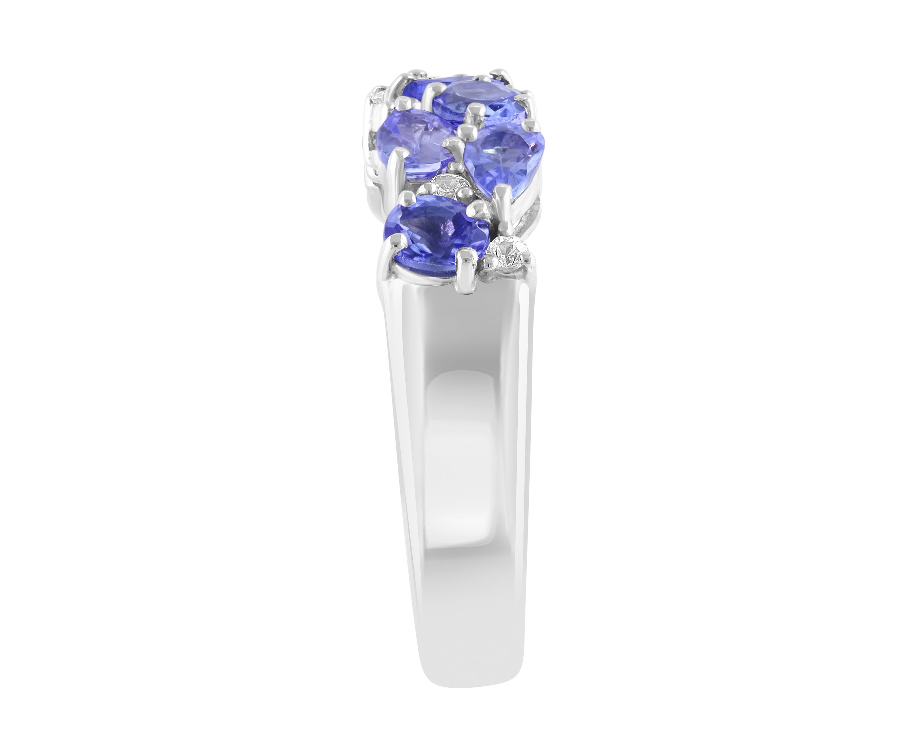 Tanzanite and White Sapphire Ring in Sterling Silver 