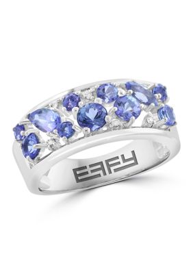 Effy Diamond and Tanzanite Ring in Sterling Silver