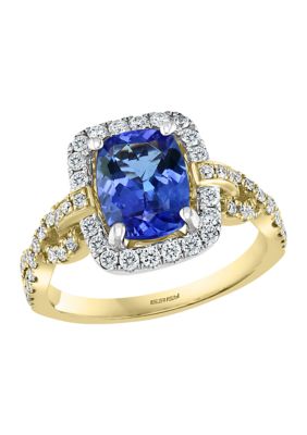 Effy 5/8 Ct. T.w. Diamond And 1.9 Ct. T.w. Tanzanite Ring In 14K Two-Tone Gold