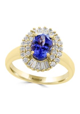 Effy 1/2 Ct. T.w. Diamond And 1.14 Ct. T.w. Tanzanite Ring In 14K Yellow Gold, 7 -  0191120004433