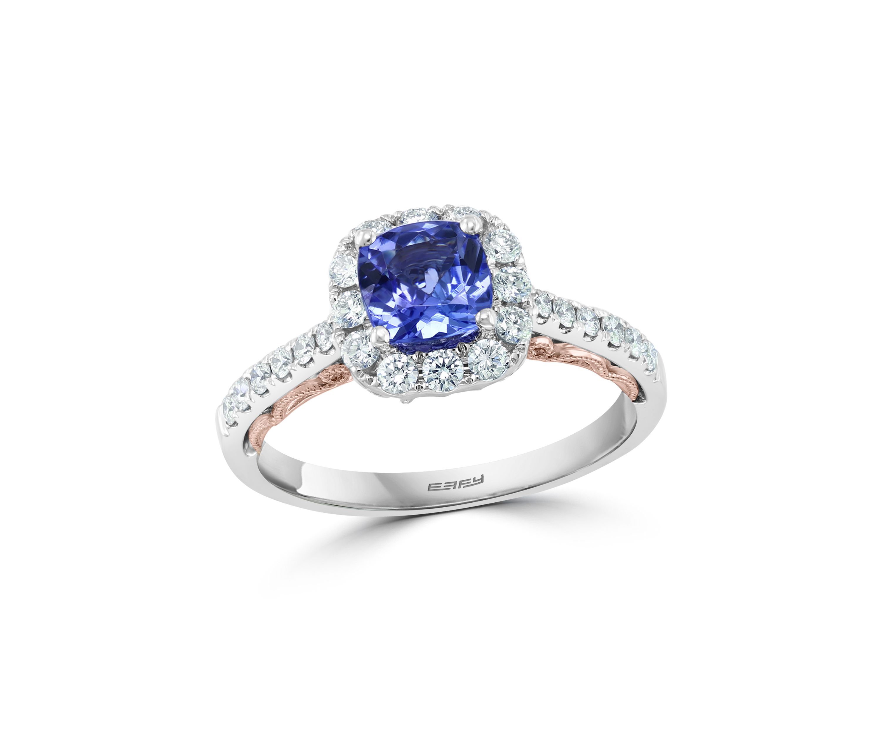 1/2 ct. t.w. Diamond and 1 ct. t.w. Tanzanite Ring in 14K Two Tone Gold 