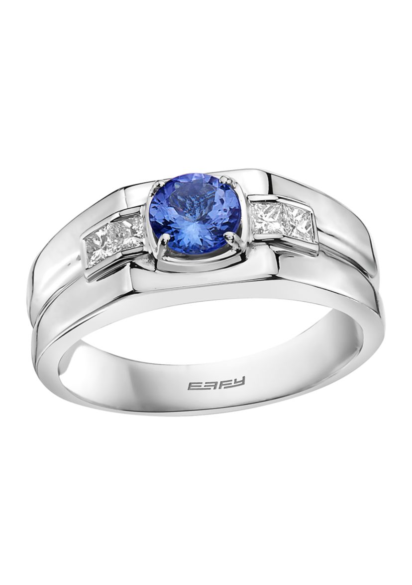 Mens 1/3 ct. t.w. and 3/4 ct. t.w. Tanzanite Ring in 14K White Gold
