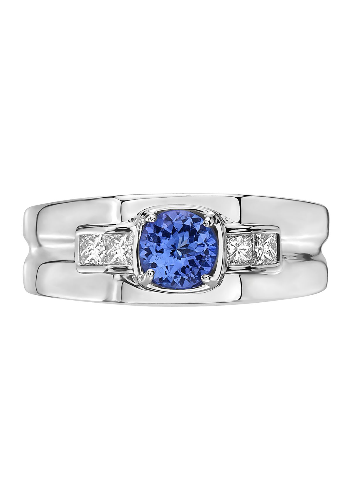 Mens 1/3 ct. t.w. and 3/4 ct. t.w. Tanzanite Ring in 14K White Gold