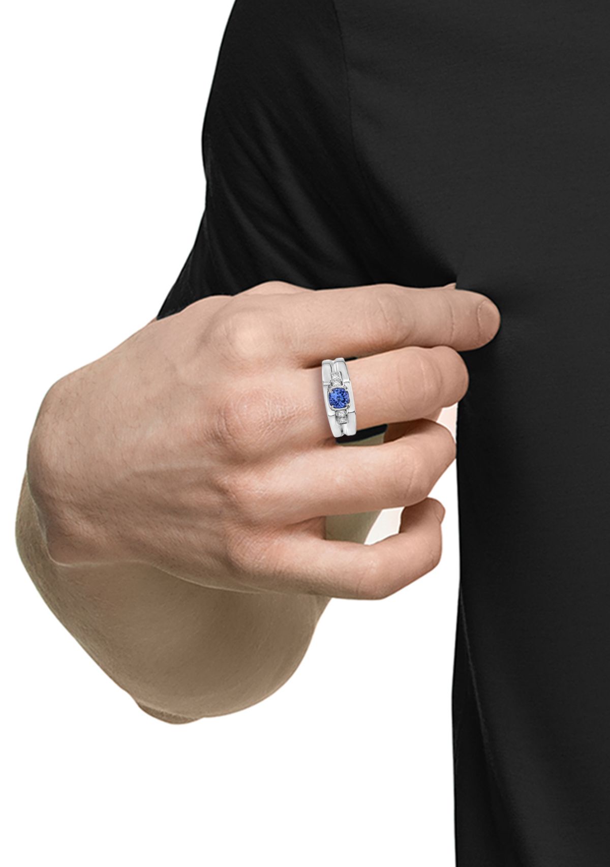 Mens 1/3 ct. t.w. and 3/4 ct. t.w. Tanzanite Ring in 14K White Gold