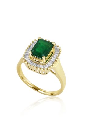 Effy 1.42 Ct. T.w. Emerald And 1/2 Ct. T.w. Diamond Ring In 14K Yellow Gold, 7 -  0607649624507