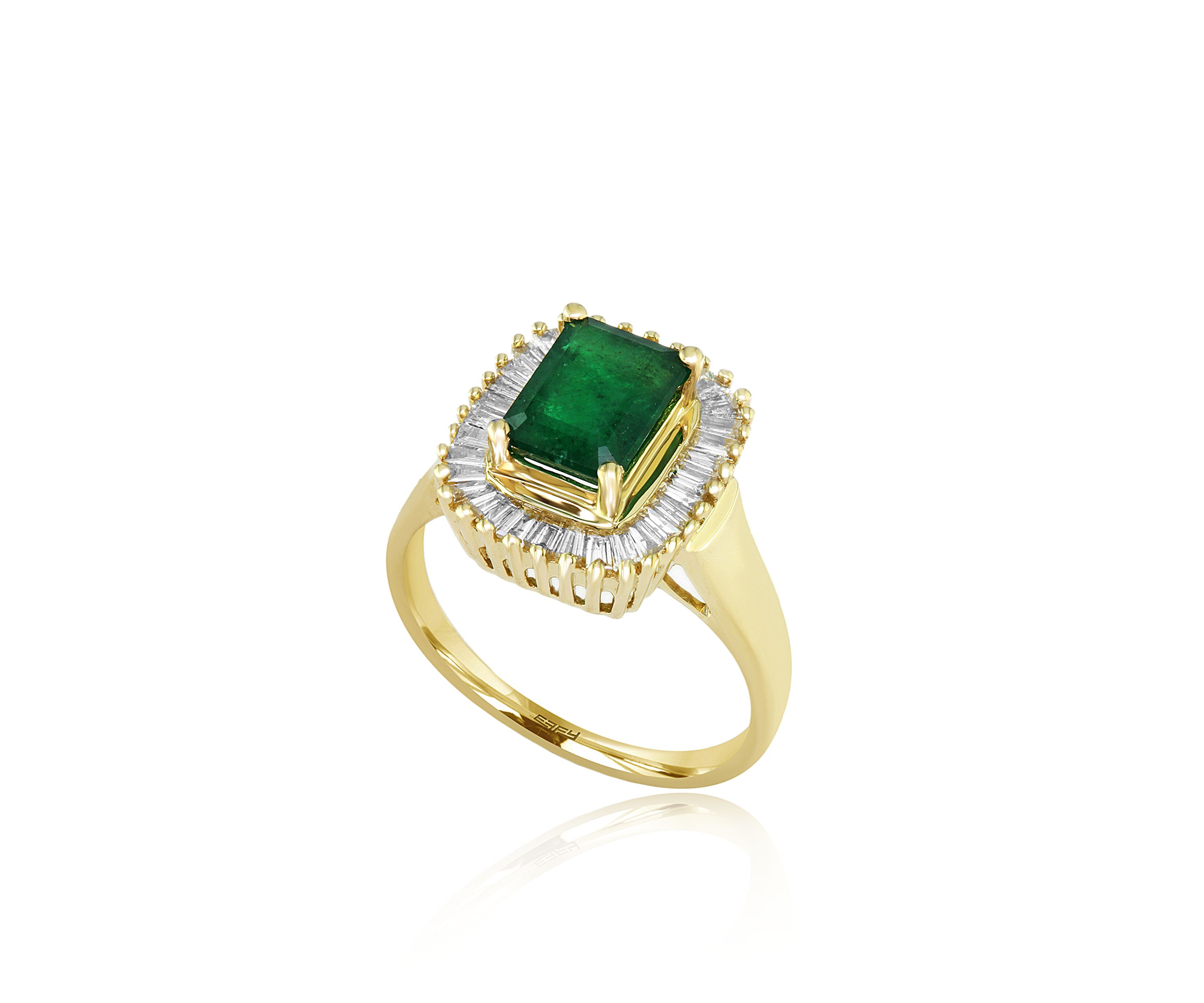1.42 ct. t.w. Emerald and 1/2 ct. t.w. Diamond Ring in 14K Yellow Gold