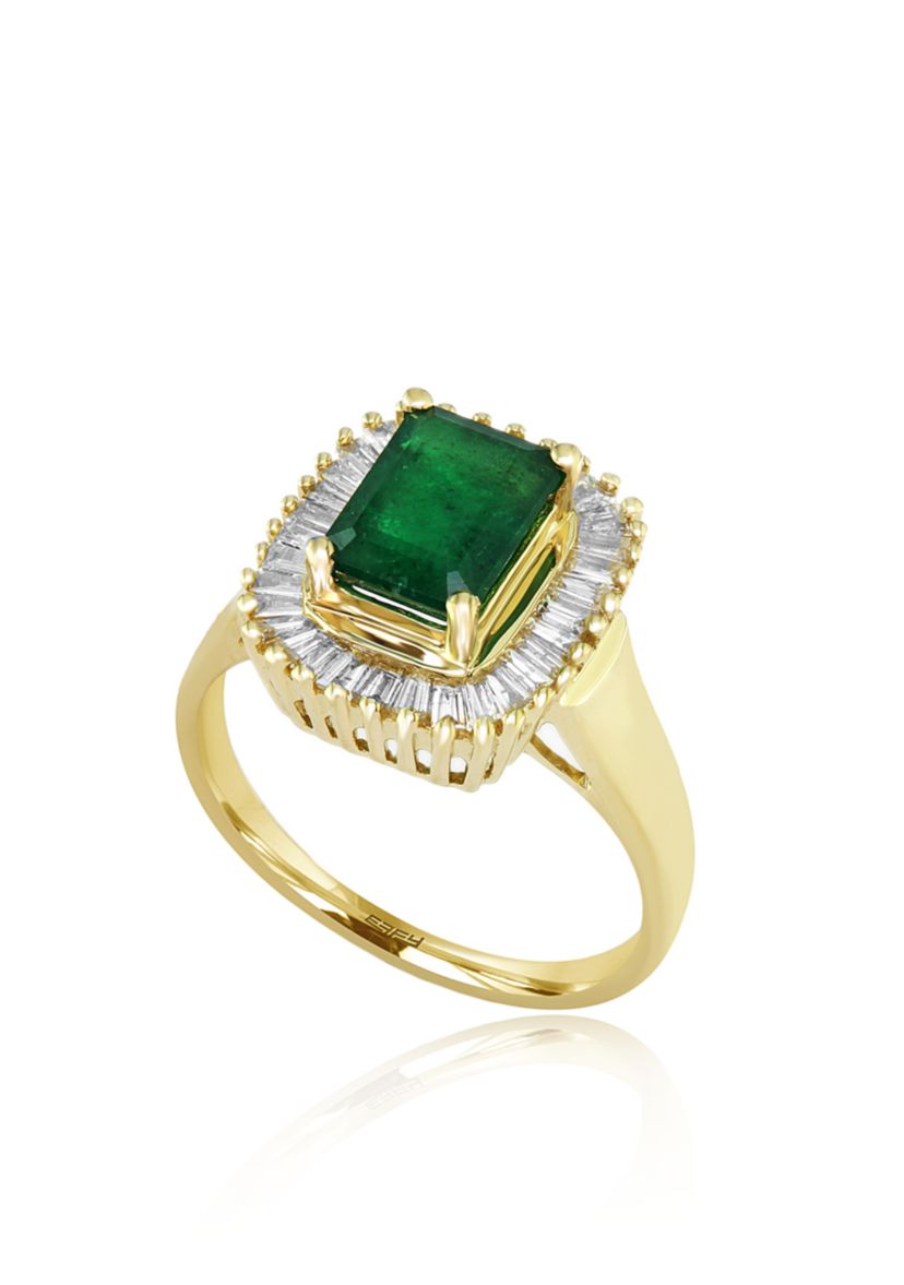 1.42 ct. t.w. Emerald and 1/2 ct. t.w. Diamond Ring in 14K Yellow Gold
