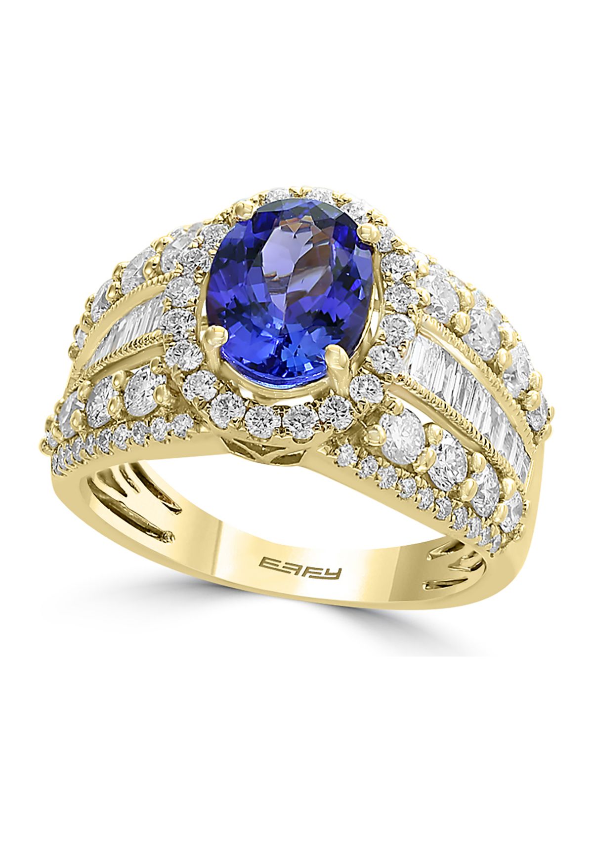 Diamond and Tanzanite Ring in 14K Yellow Gold