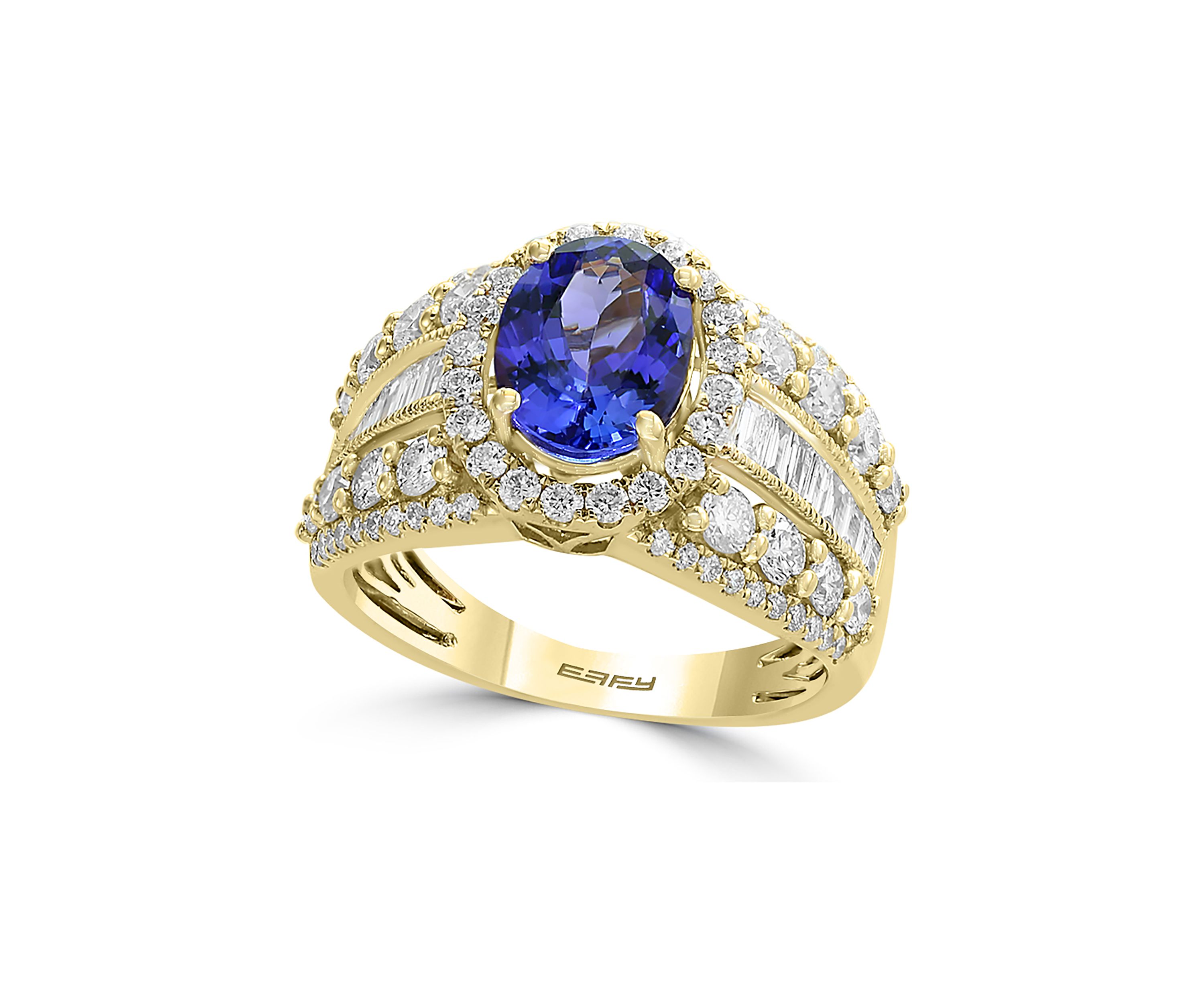 Diamond and Tanzanite Ring in 14K Yellow Gold