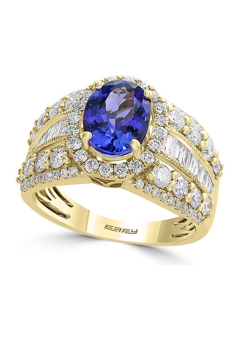 Diamond and Tanzanite Ring in 14K Yellow Gold