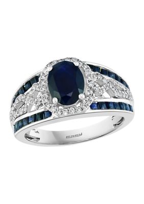 Effy 1/3 Ct. T.w. Diamond And 2.76 Ct. T.w. Sapphire Ring In 14K White Gold
