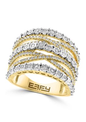 Effy Sterling Silver/14K Gold-Plated Diamond Ring