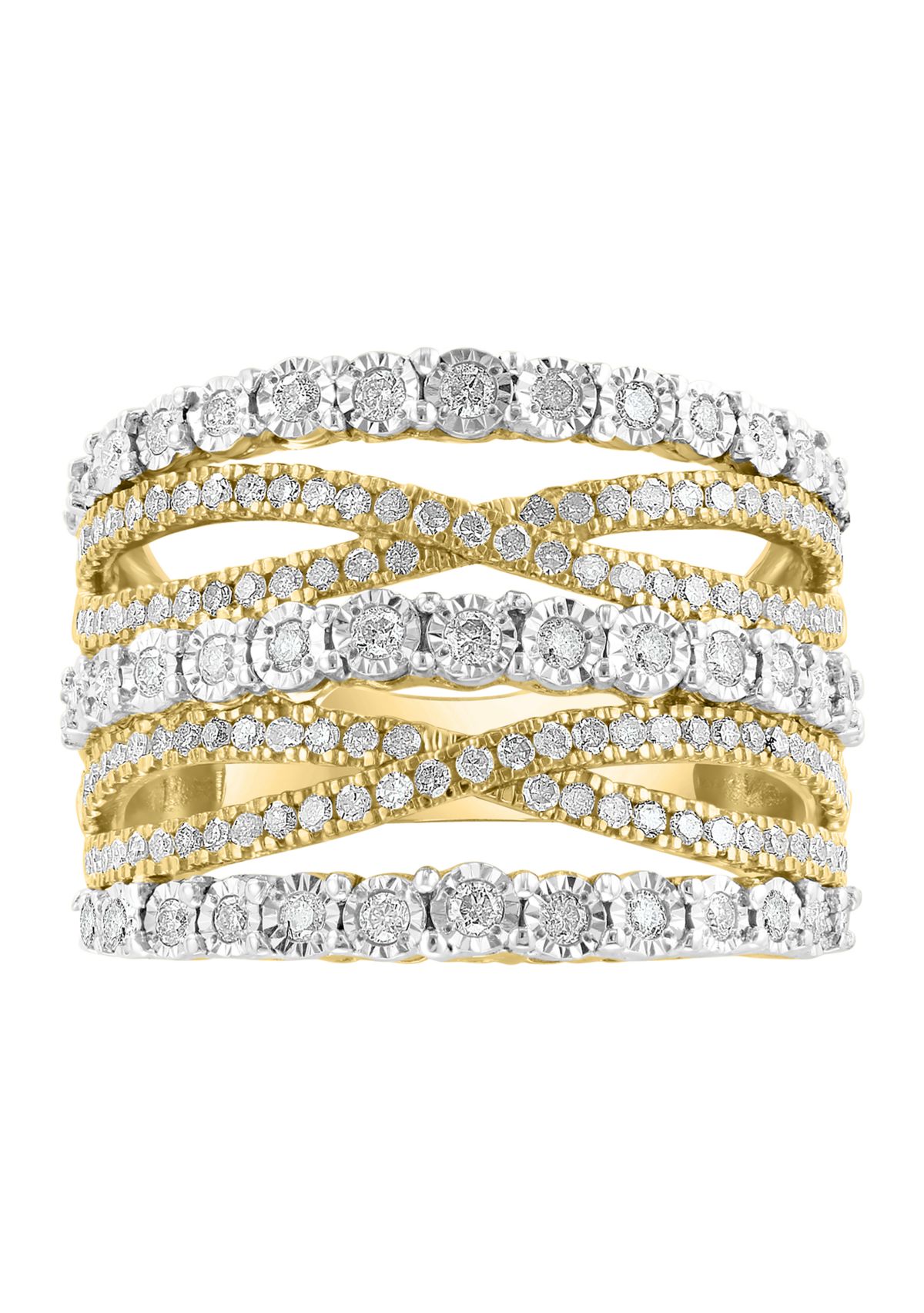 Sterling Silver/14K Gold-Plated Diamond Ring 