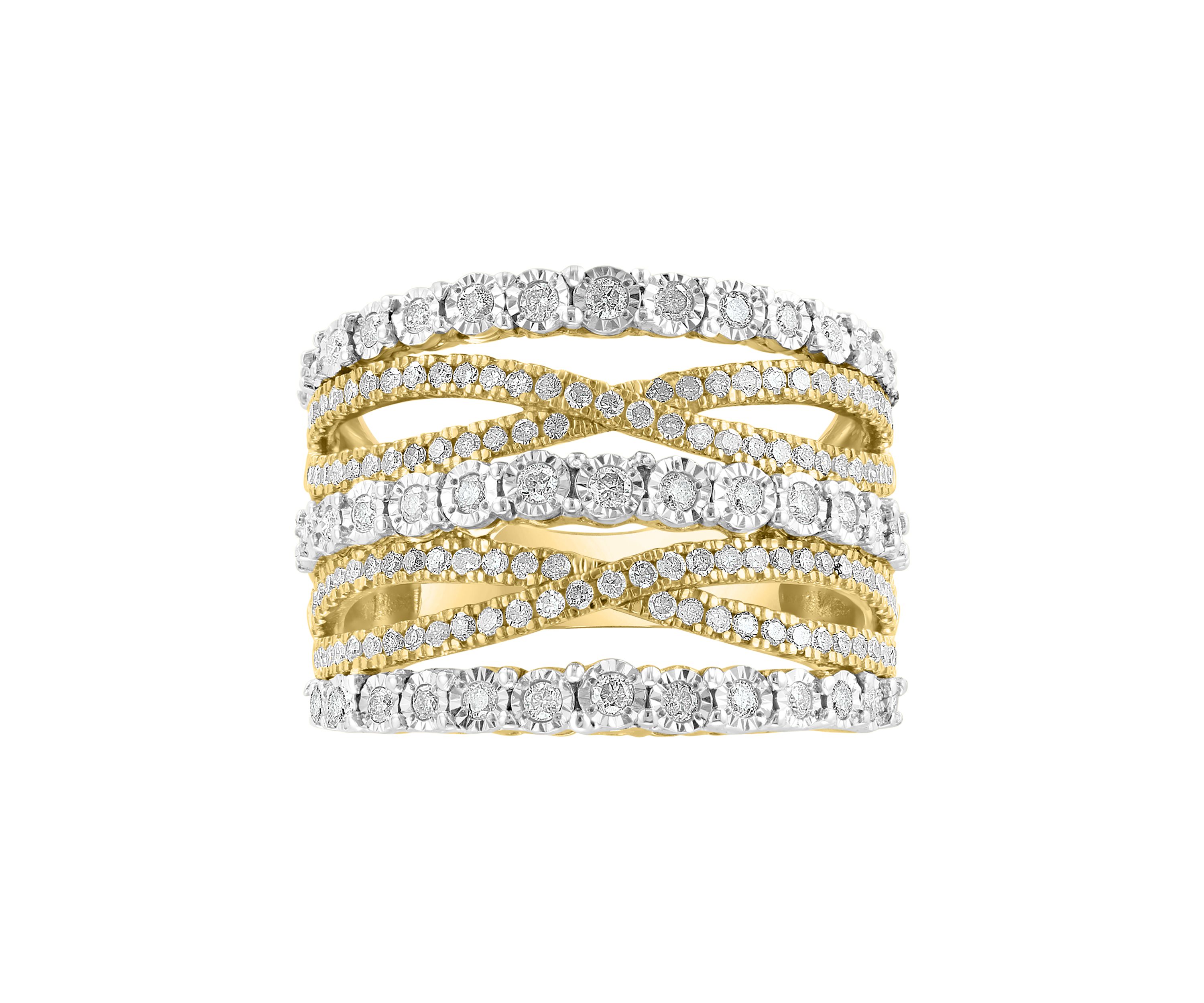 Sterling Silver/14K Gold-Plated Diamond Ring 