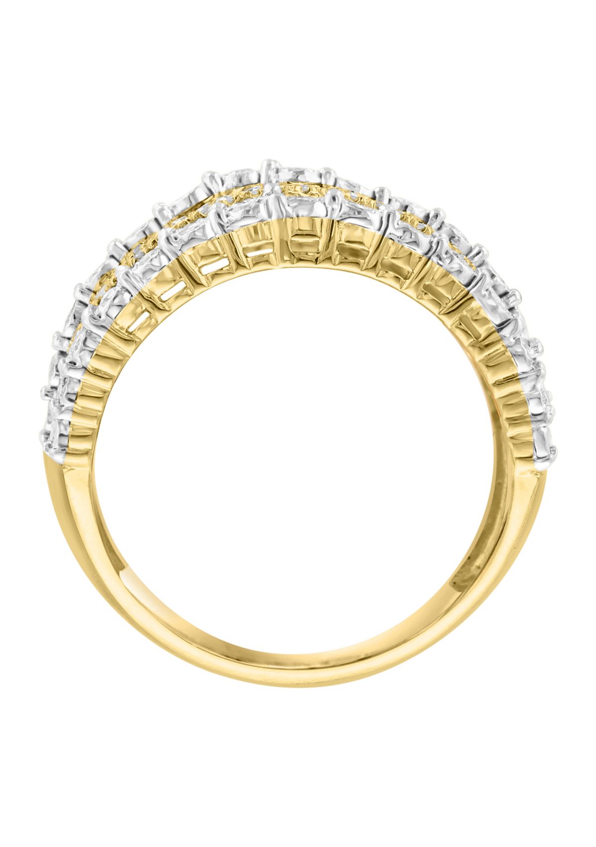 Sterling Silver/14K Gold-Plated Diamond Ring 