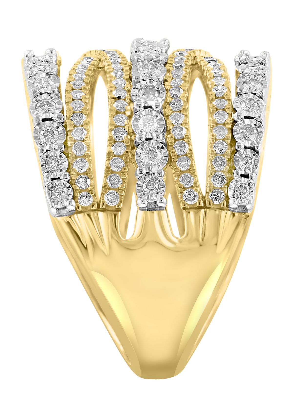 Sterling Silver/14K Gold-Plated Diamond Ring 