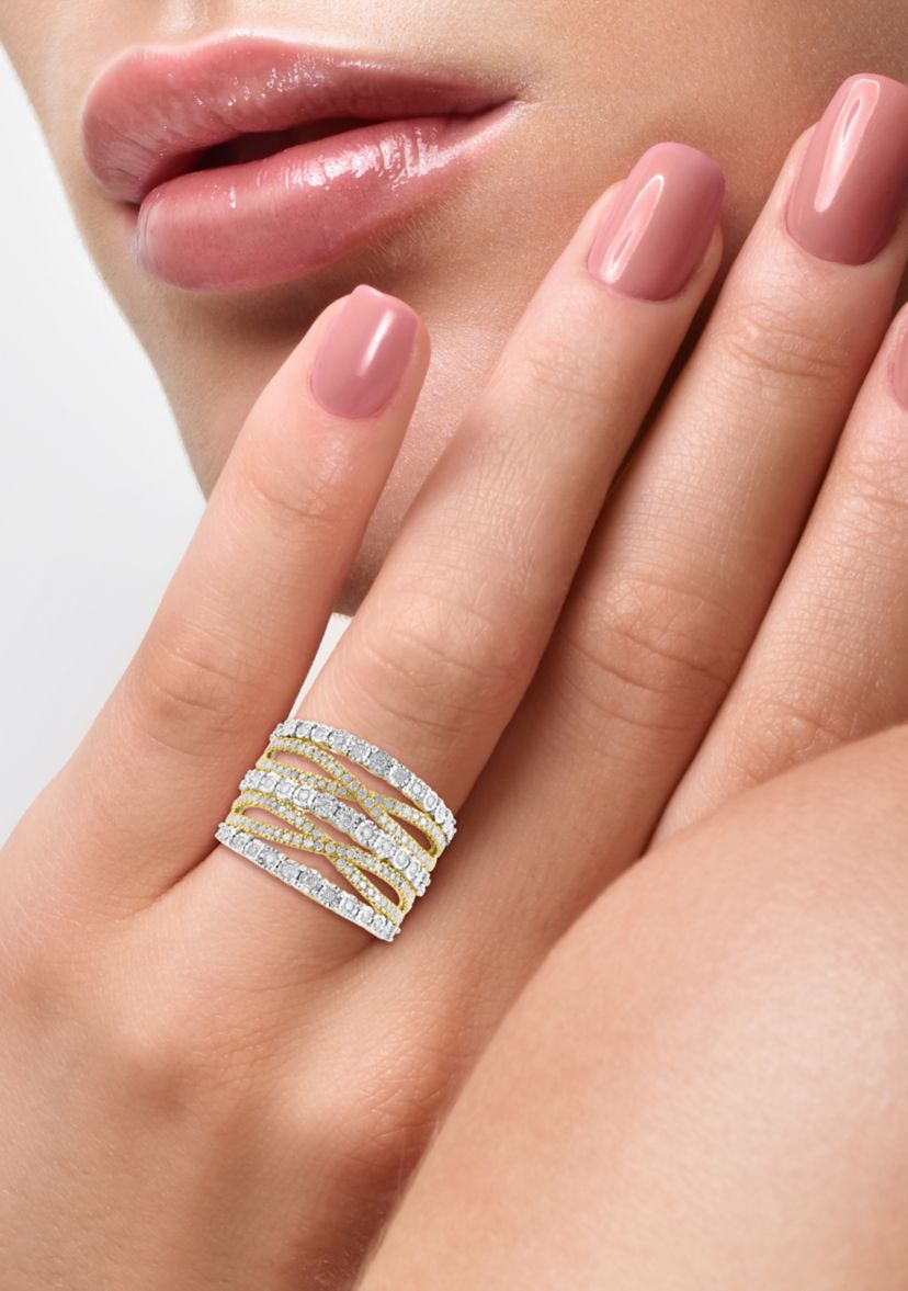 Sterling Silver/14K Gold-Plated Diamond Ring 