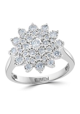 Effy 1/2 ct. t.w. Diamond Cluster Ring in Sterling Silver, 6 -  0191120982892