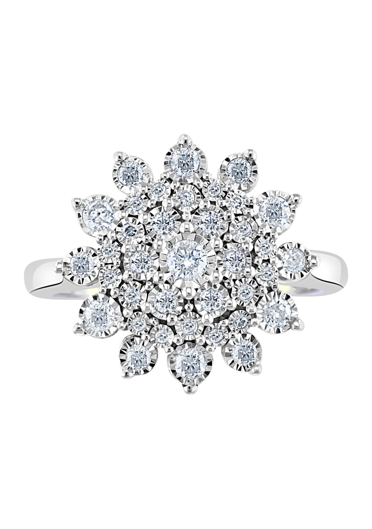  1/2 ct. t.w. Diamond Cluster Ring in Sterling Silver