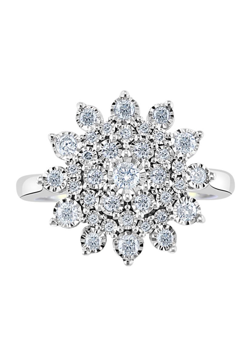  1/2 ct. t.w. Diamond Cluster Ring in Sterling Silver