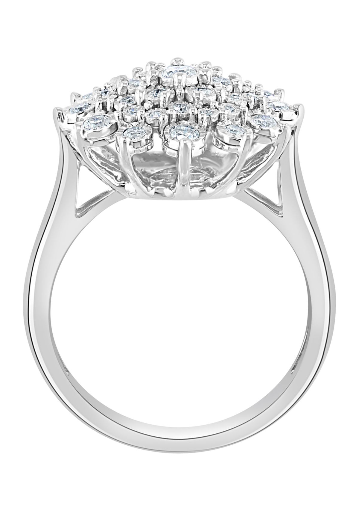  1/2 ct. t.w. Diamond Cluster Ring in Sterling Silver