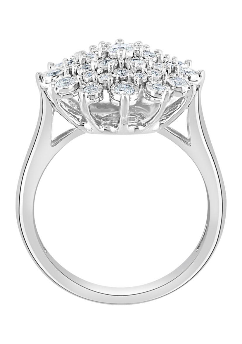 1/2 ct. t.w. Diamond Cluster Ring in Sterling Silver