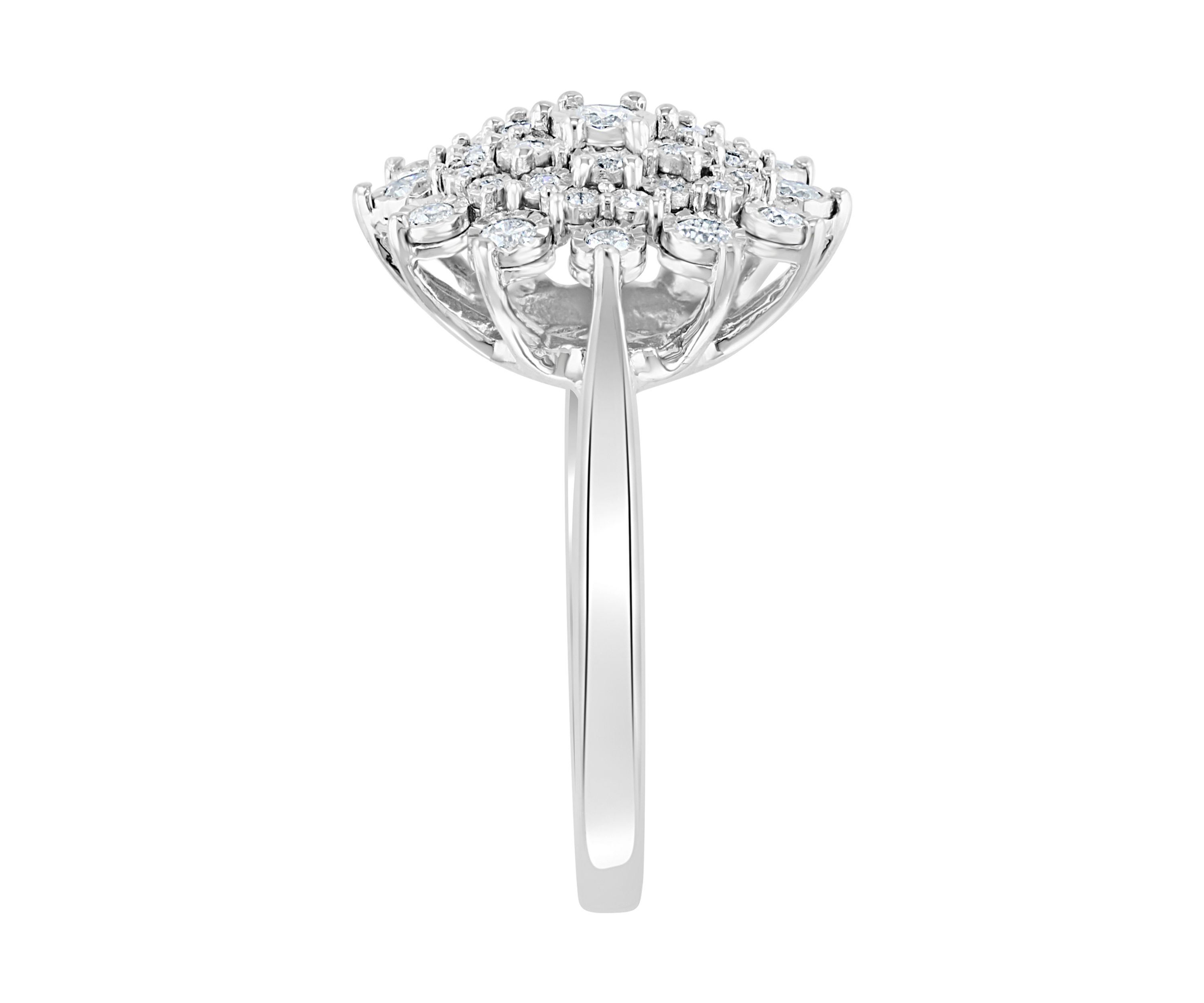  1/2 ct. t.w. Diamond Cluster Ring in Sterling Silver