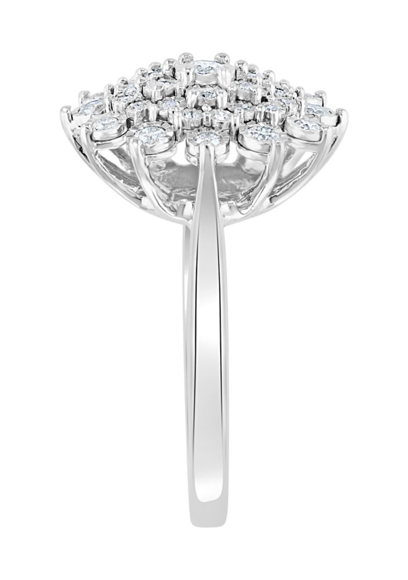  1/2 ct. t.w. Diamond Cluster Ring in Sterling Silver