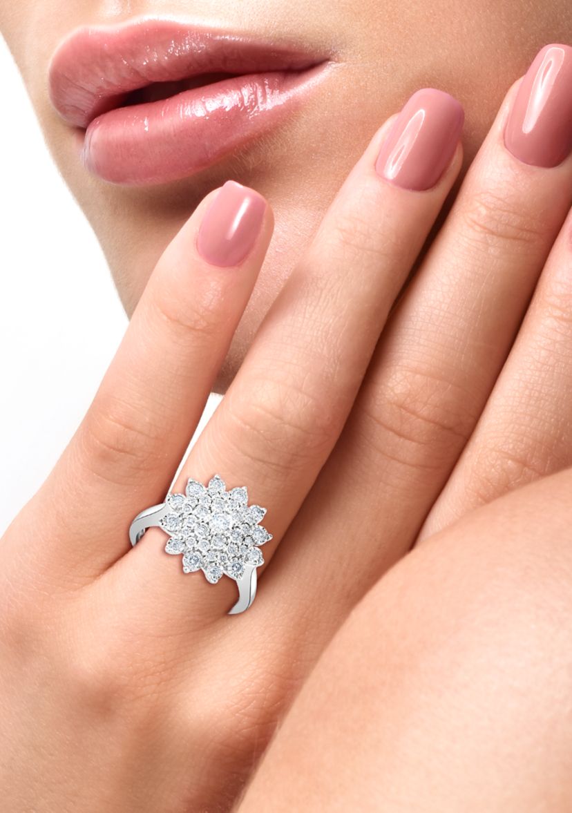  1/2 ct. t.w. Diamond Cluster Ring in Sterling Silver