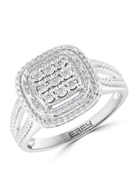 Effy Sterling Silver 1/10 Ct. T.w. Diamond Miracle Ring Set