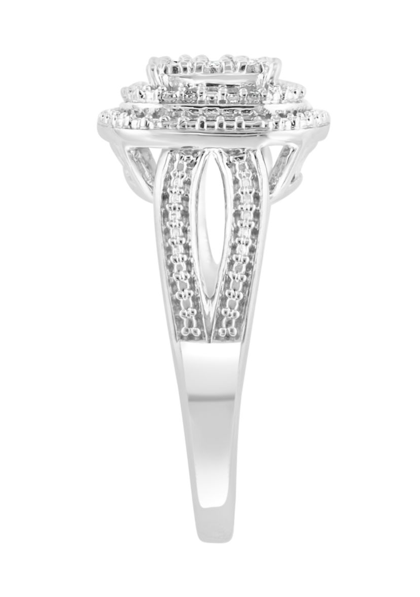 Sterling Silver 1/10 ct. t.w. Diamond Miracle Ring Set