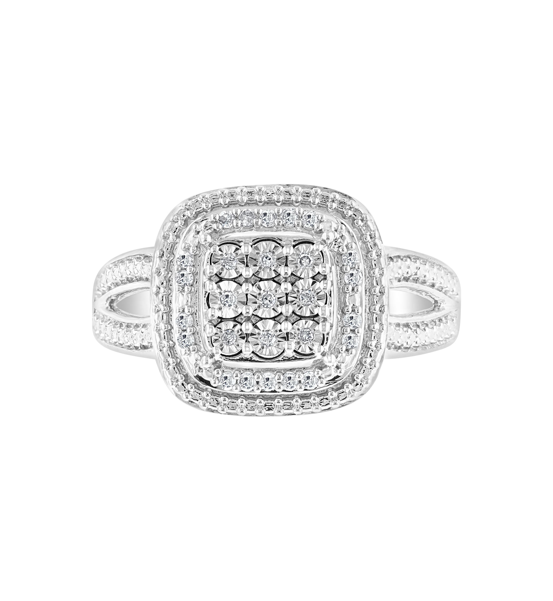 Sterling Silver 1/10 ct. t.w. Diamond Miracle Ring Set