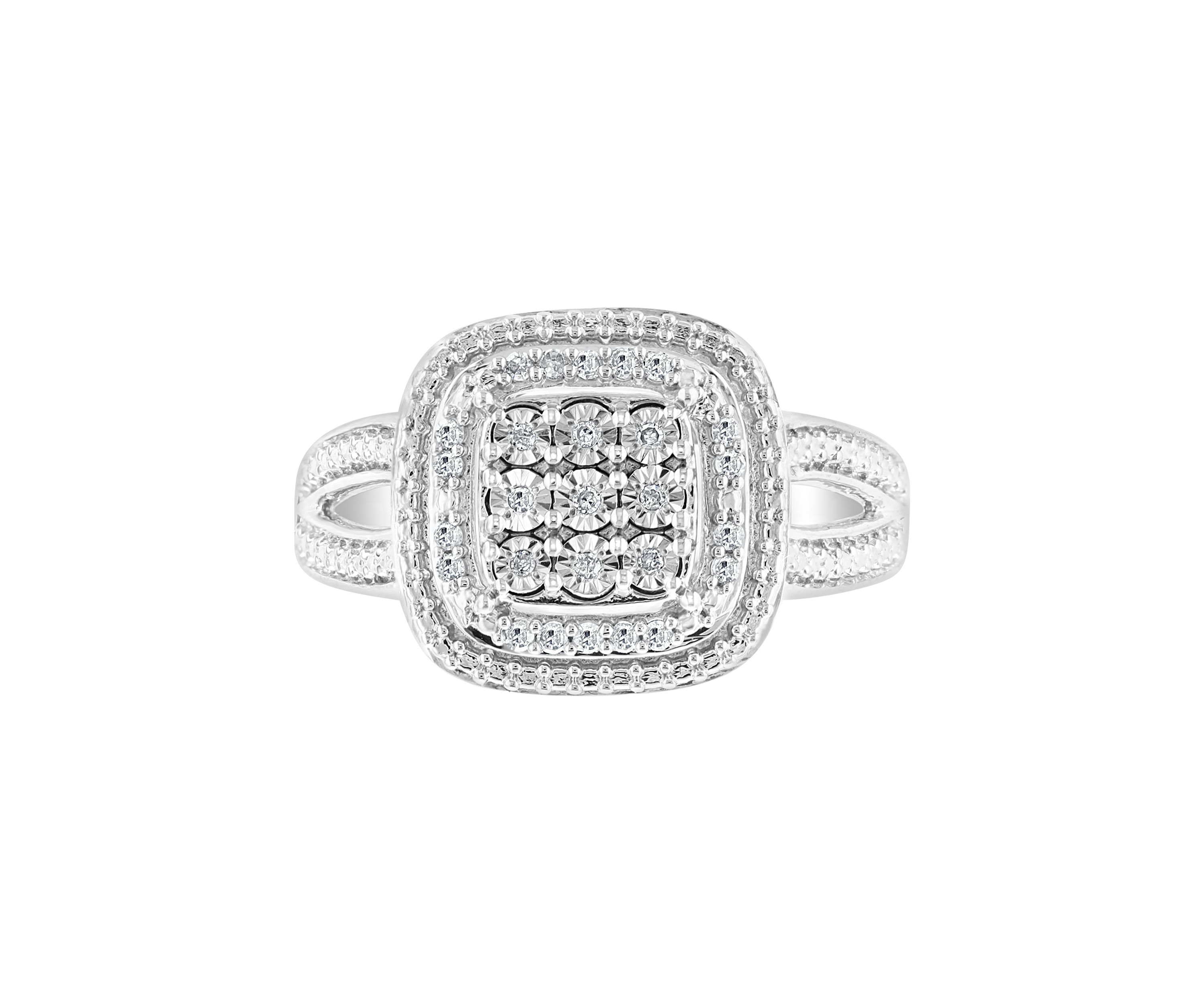 Sterling Silver 1/10 ct. t.w. Diamond Miracle Ring Set