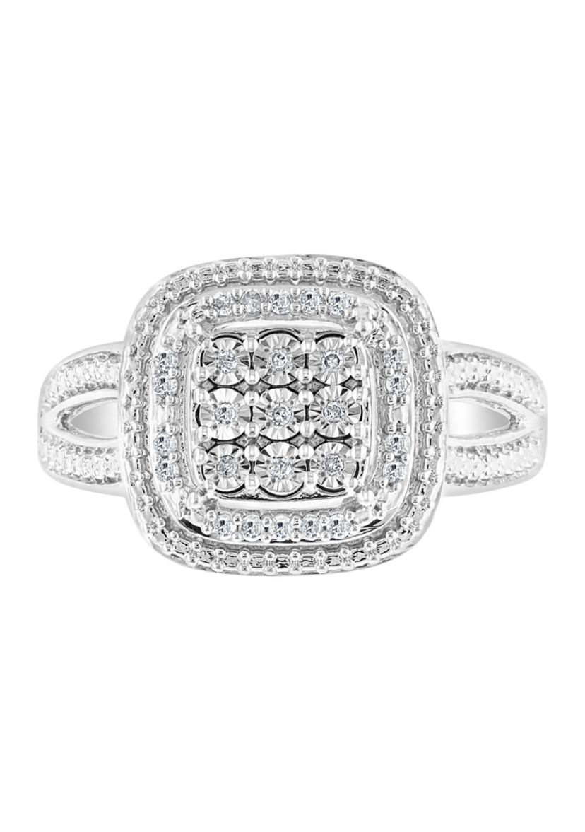 Sterling Silver 1/10 ct. t.w. Diamond Miracle Ring Set