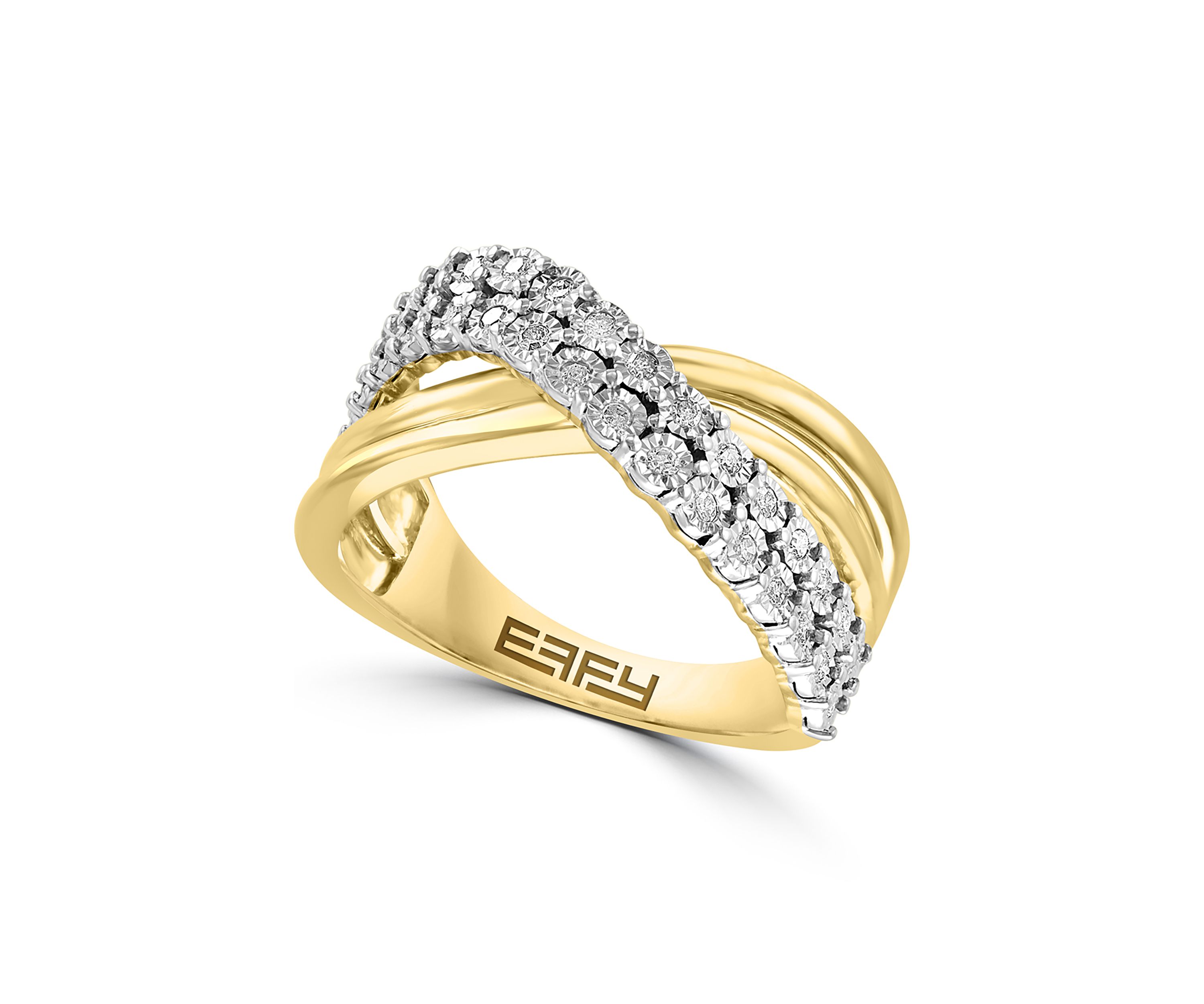 Sterling Silver/14K Gold-Plated Diamond Ring 