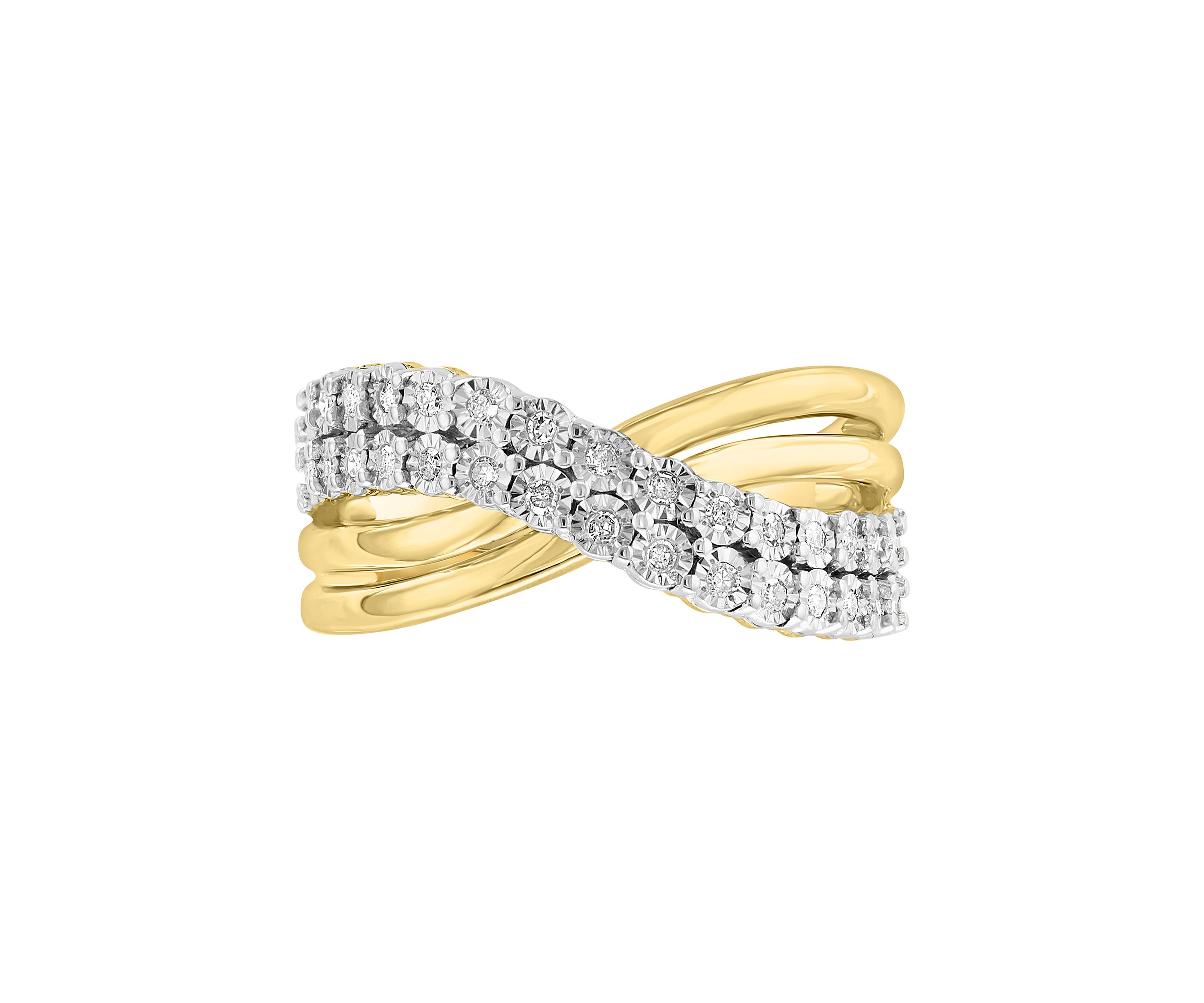 Sterling Silver/14K Gold-Plated Diamond Ring 