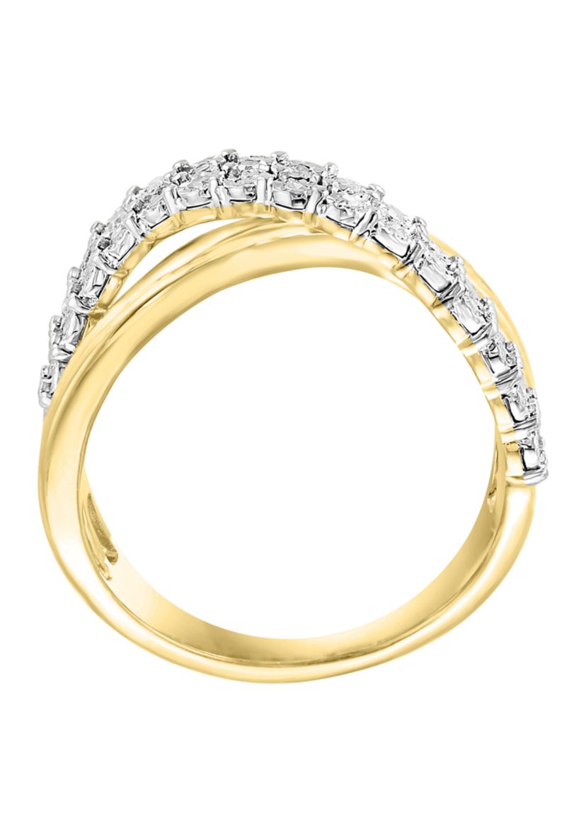 Sterling Silver/14K Gold-Plated Diamond Ring 