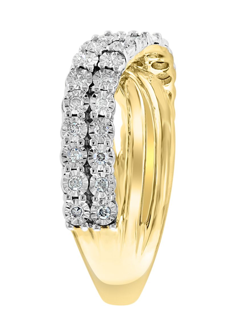 Sterling Silver/14K Gold-Plated Diamond Ring 