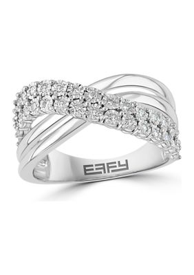 Effy 1/4 Ct. T.w. Diamond Crossover Band Ring In Sterling Silver, 7 -  0191120549743