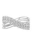 1/4 ct. t.w. Diamond Crossover Band Ring in Sterling Silver